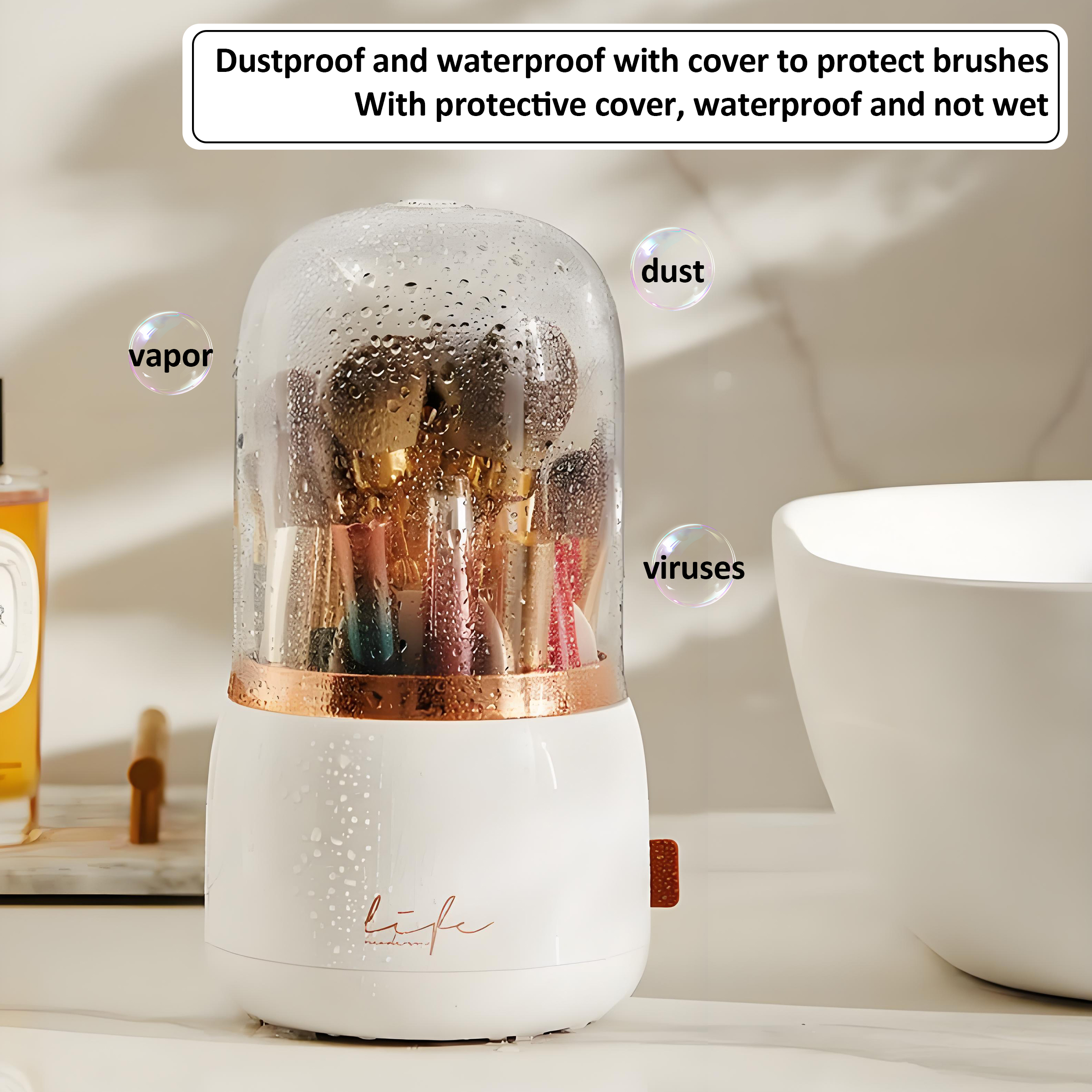 Luxurious Dustproof Multi-Useful Make-up Brush Storage Field - 360° Rotating Organizer for Cosmetics