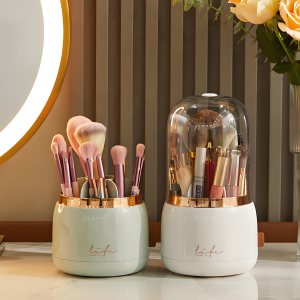 Luxurious Dustproof Multi-Useful Make-up Brush Storage Field – 360° Rotating Organizer for Cosmetics