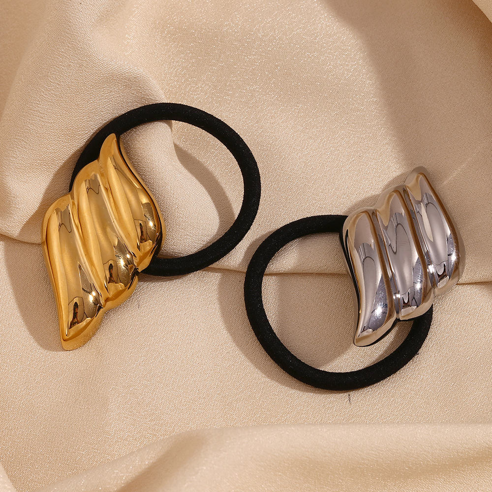 Wholesale Ladies’s Hair Equipment: Customized Wing-Formed Gold Plated Stainless Metal Elastic Hairbands